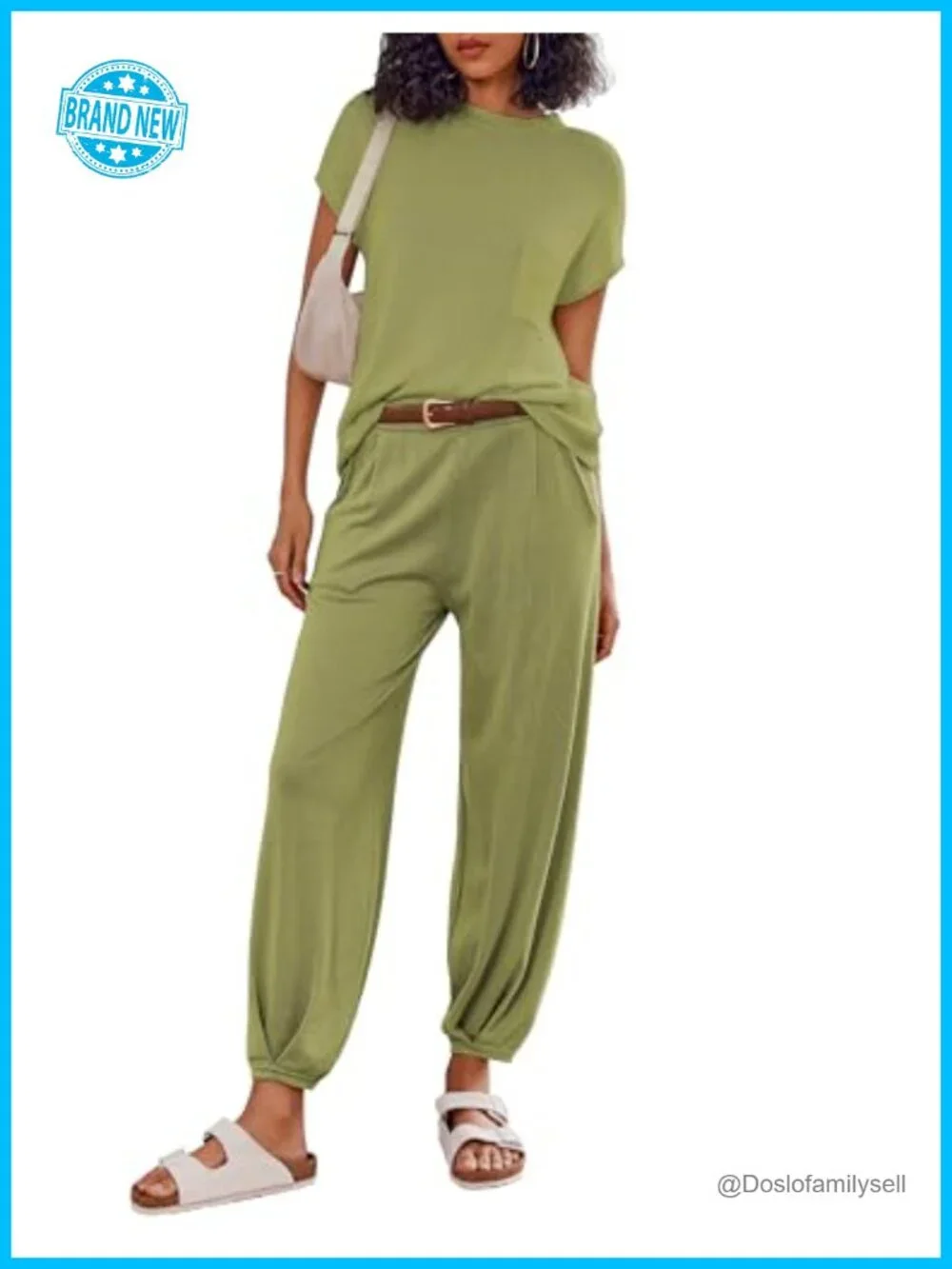 Women's Knit Lounge Set Mock Neck Crop Top Jogger Pants Two Piece Tracksuit - Picture 1 of 6